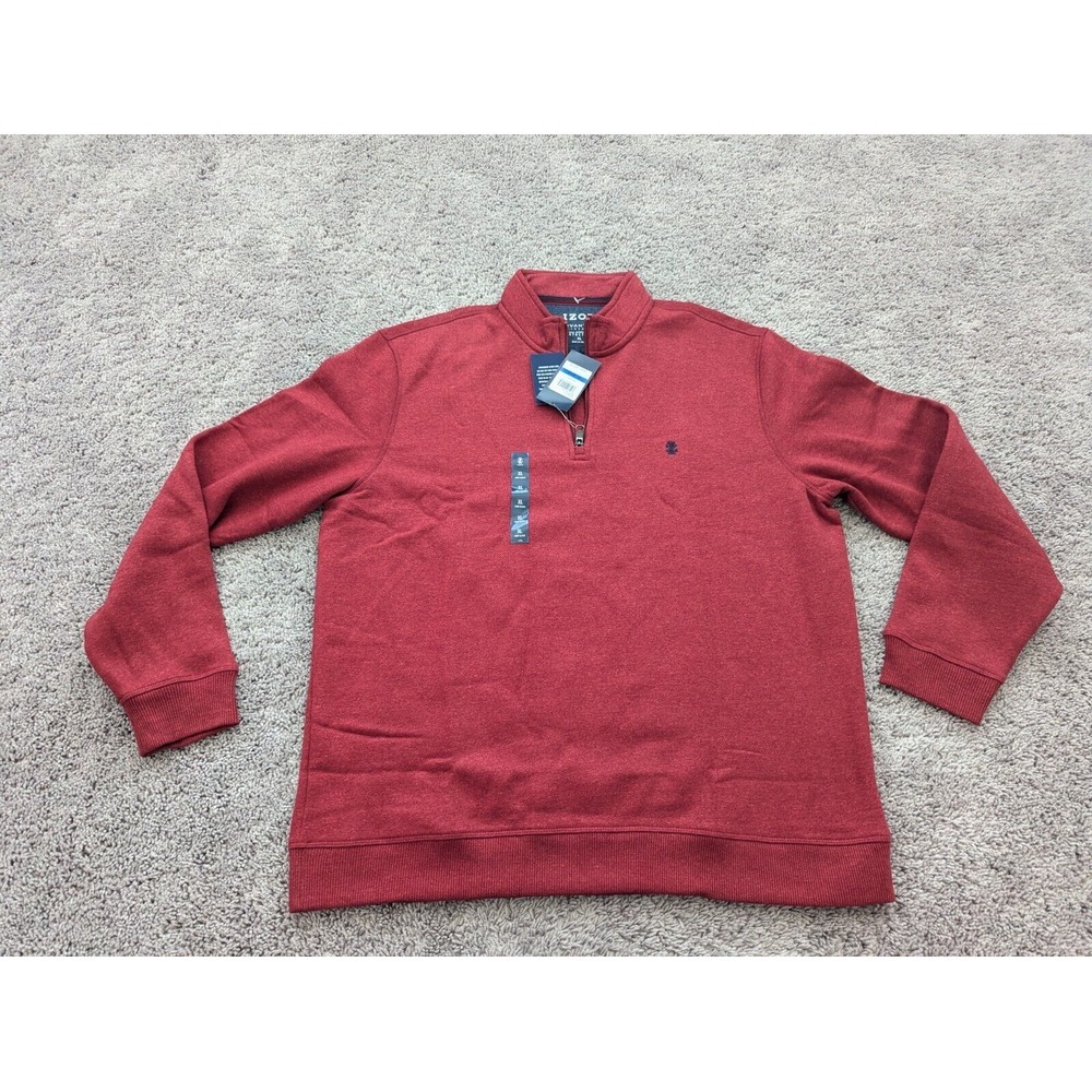 IZOD Advantage‎ Sweater Mens XL Pullover Red Sweatshirt 1/4 Zip Stretch